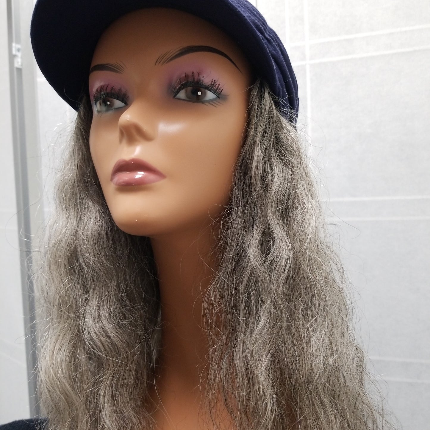 Pure Wavy LG Hat Wig 18" Natural Grey #NGX - LG914