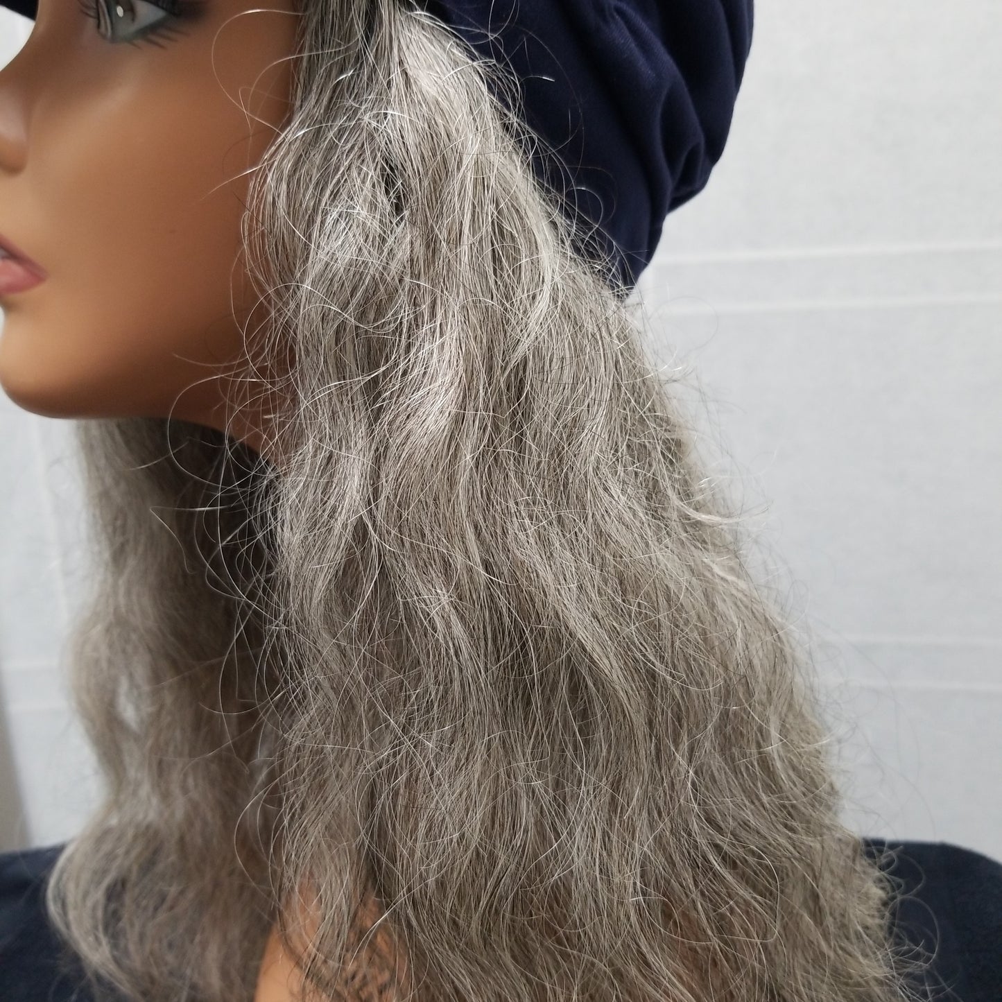 Pure Wavy LG Hat Wig 18" Natural Grey #NGX - LG914