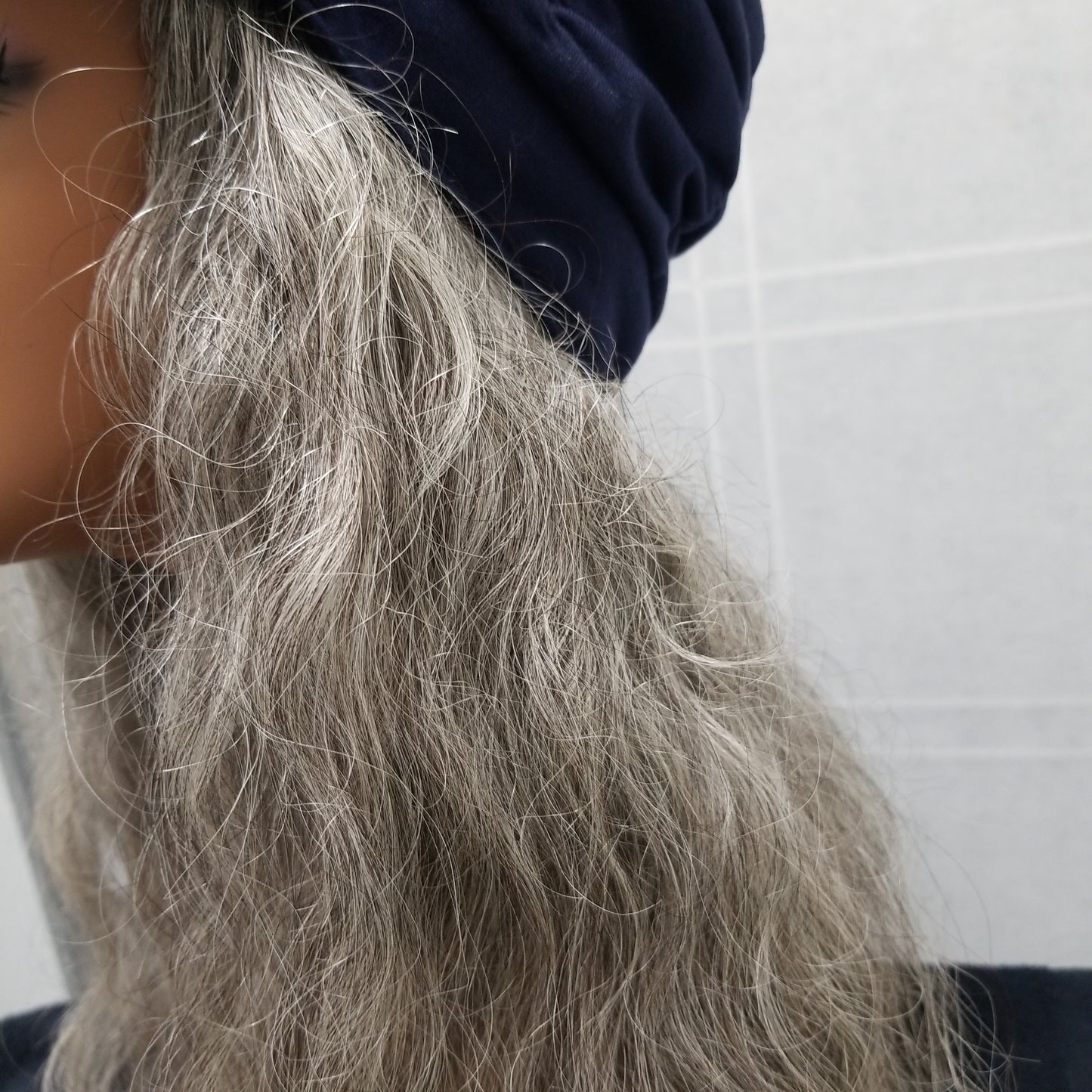 Pure Wavy LG Hat Wig 18" Natural Grey #NGX - LG914