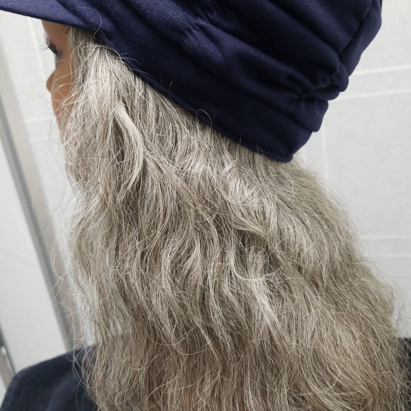Pure Wavy LG Hat Wig 18" Natural Grey #NGX - LG914